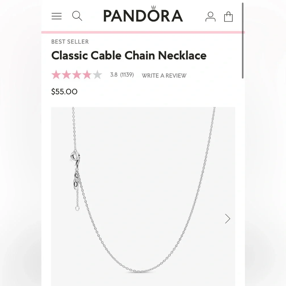 Pandora Necklace with 3 charms. Wore only a few times. Looks brand new. - Picture 4 of 7